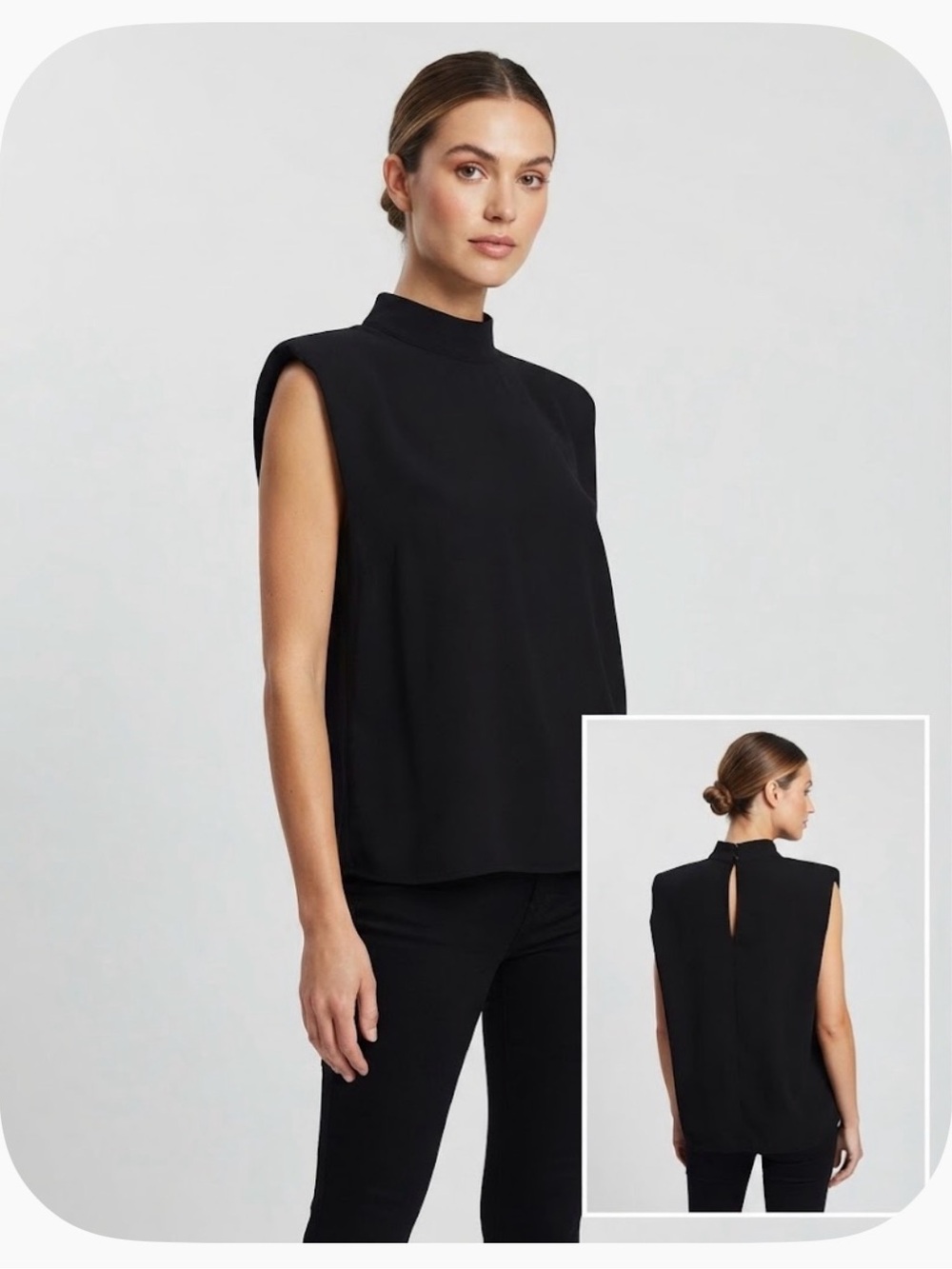 Amanda Uprichard Black Sleeveless Mock Neck Camisole